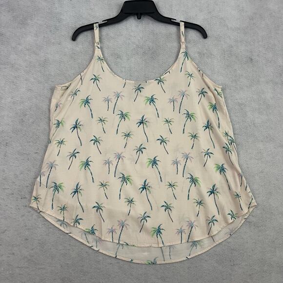 Torrid Ava Slub Cami Tank Top Size 2X Beige Palm Trees Sleeveless Rayon Shirt - Picture 6 of 9